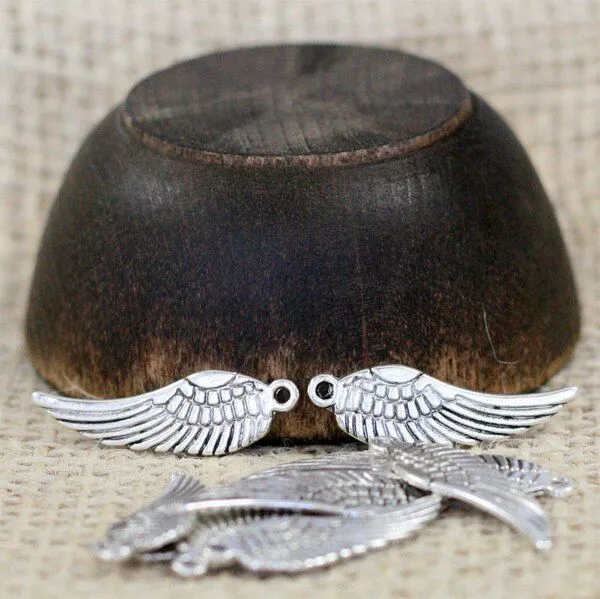 подвеска металлическая "крылышко", цвет античное серебро, 18х5х1 мм