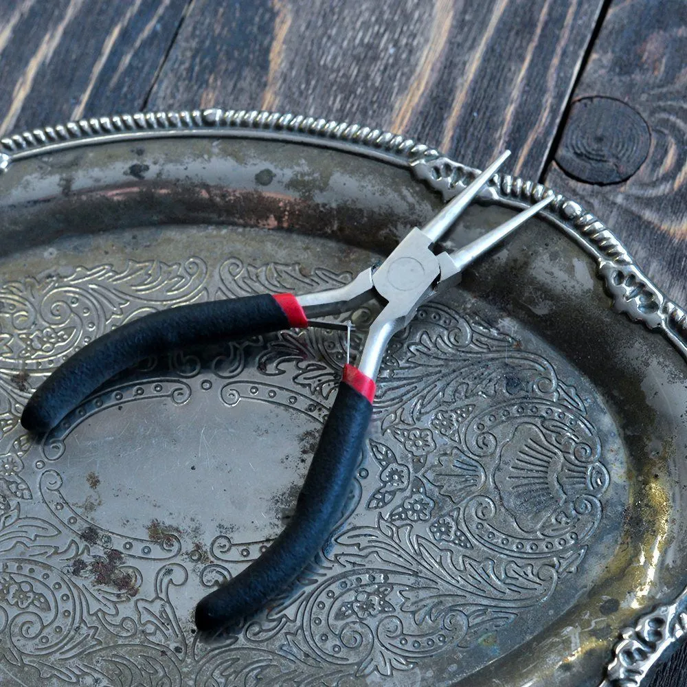 инструмент, круглогубцы (без насечки), черные ручки, 125 мм