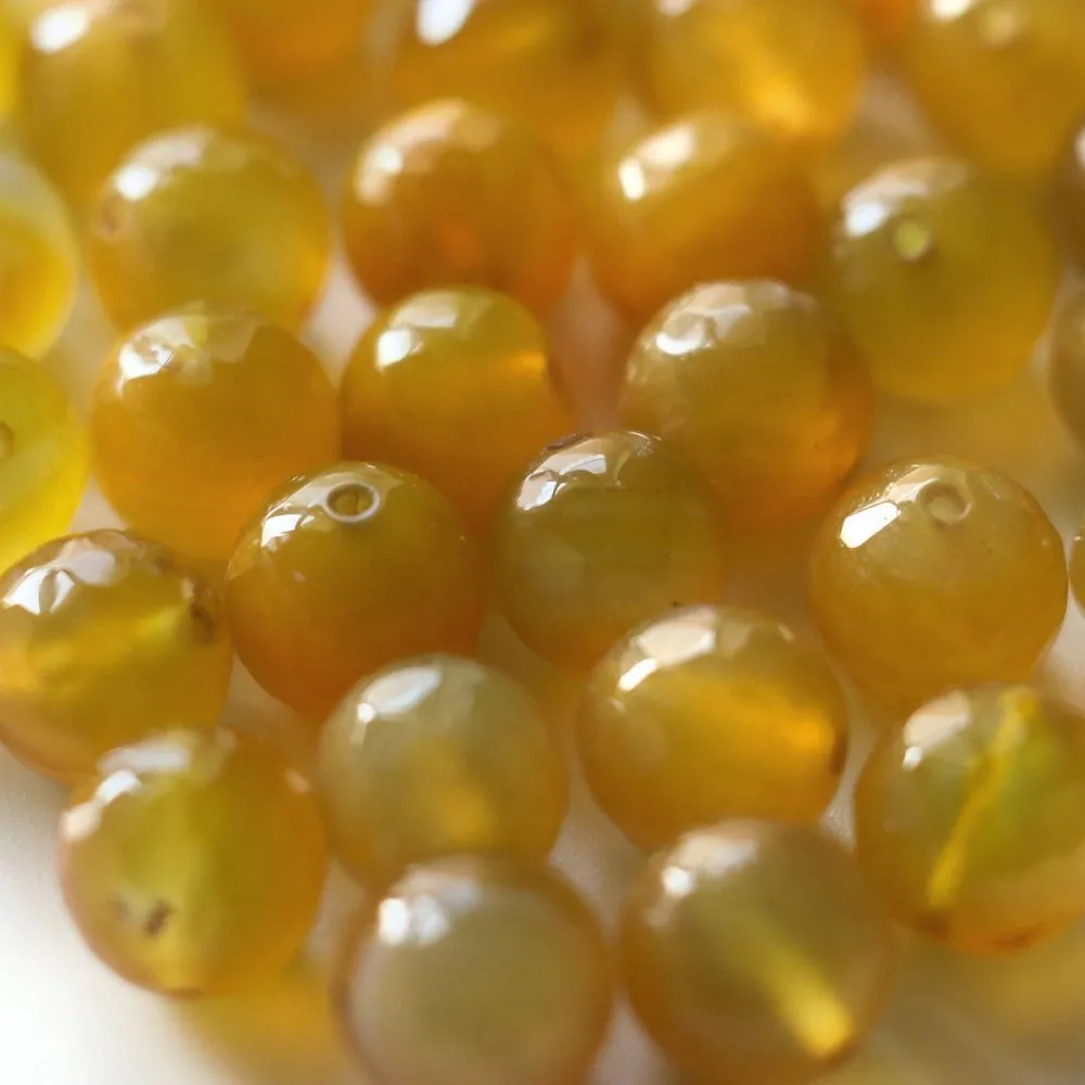 бусина агат 10, граненая, цвет желтый, колорир., 10 мм