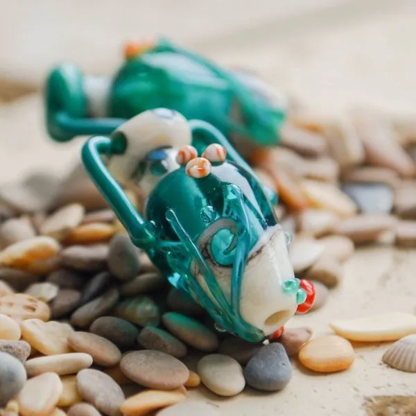 бусина, мурано "амфора-пляж", сине-зеленый