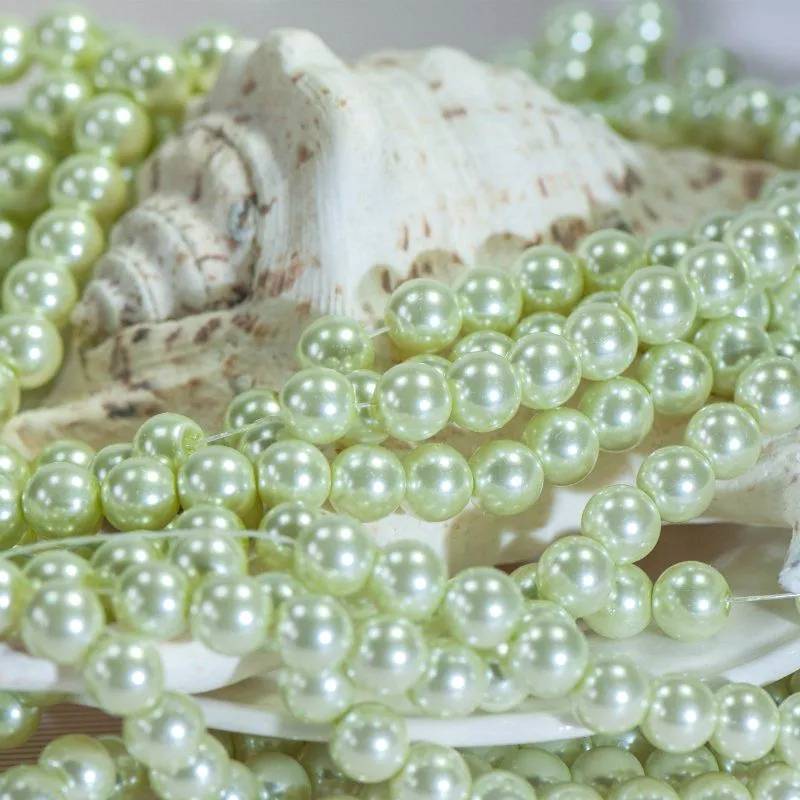 бусина, имитация жемчуга, стекло 10, цвет бледно-зеленый, 10 мм (уп 10 шт)