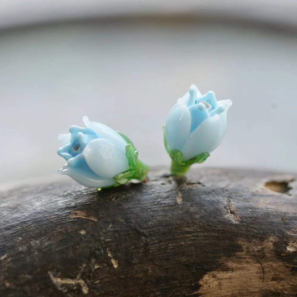 бусина, мурано "колокольчик", фигурная, голубой, 17х14 мм