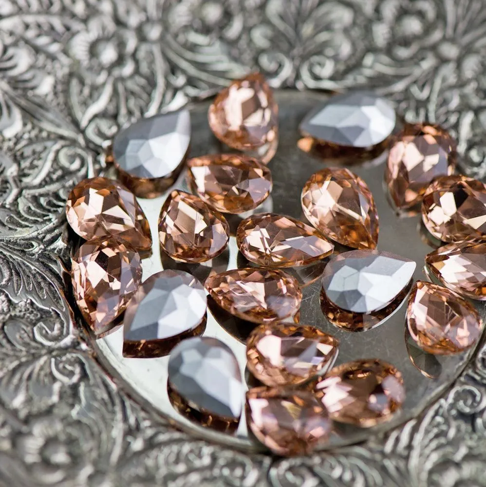 кабошон стекло кристалл, каплевидный, цвет champagne, 14х10 мм