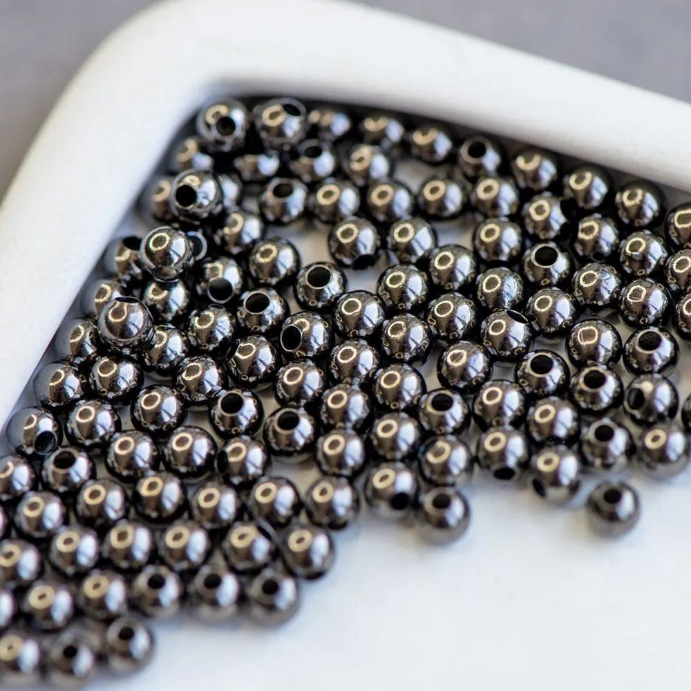 бусина, металл "симпл", цвет черный, 4 мм (уп 30+/-3 шт)