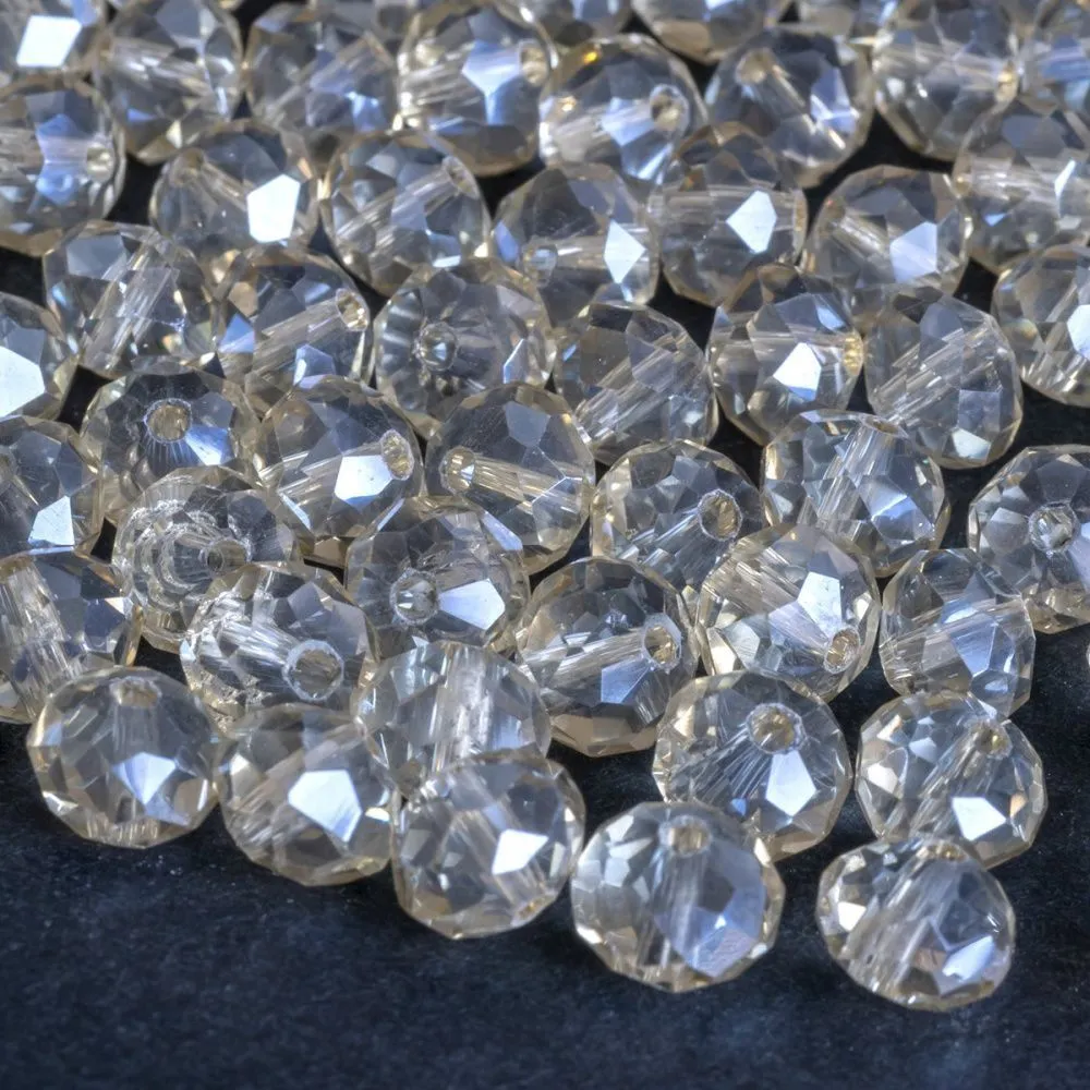 бусина, стекло абакус 8, граненая, цвет шампанского, 8х6 мм