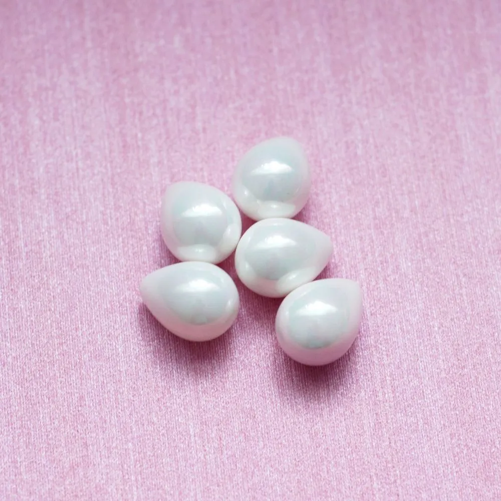 ракушечный жемчуг капля, полупросверленный, белый, 21х16 мм
