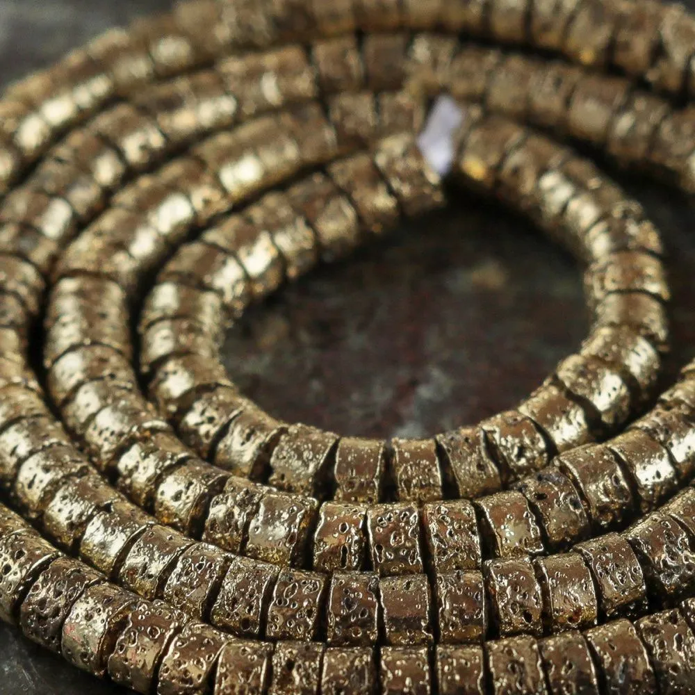 бусина гематит немагнитный синт., диск, цвет античное золото, 4x2 мм (уп 50 шт+/-5 шт)