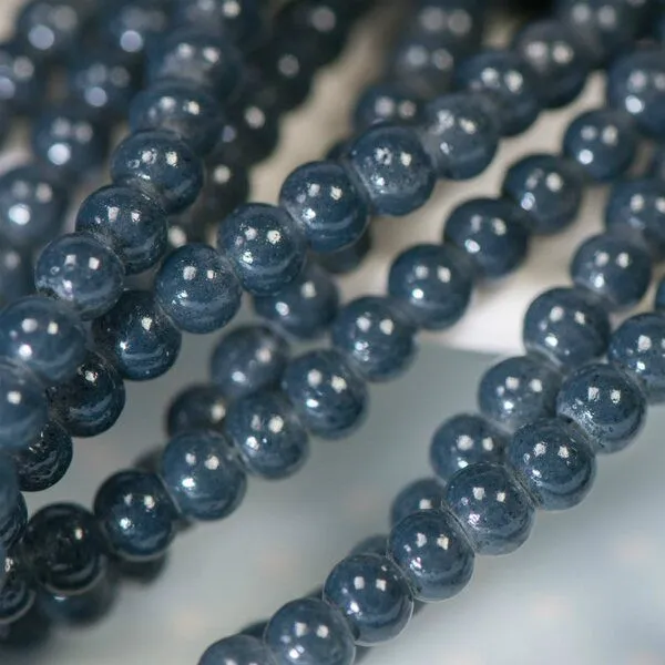 бусина, имитация нефрита, стекло 4, цвет темно-серый, 4 мм (уп 30+/-3 шт)