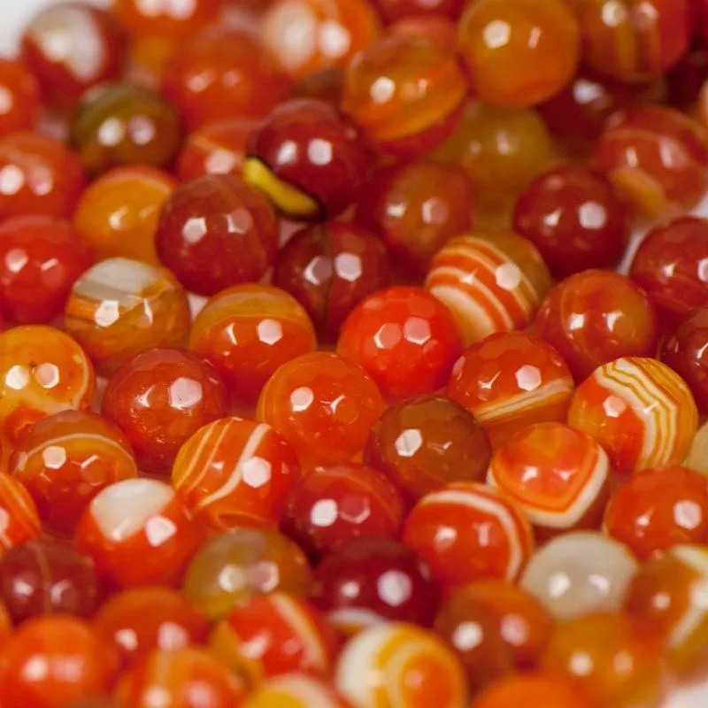 бусина агат 10, граненая, цвет оранжевый,10 мм (стренд 10 шт.)