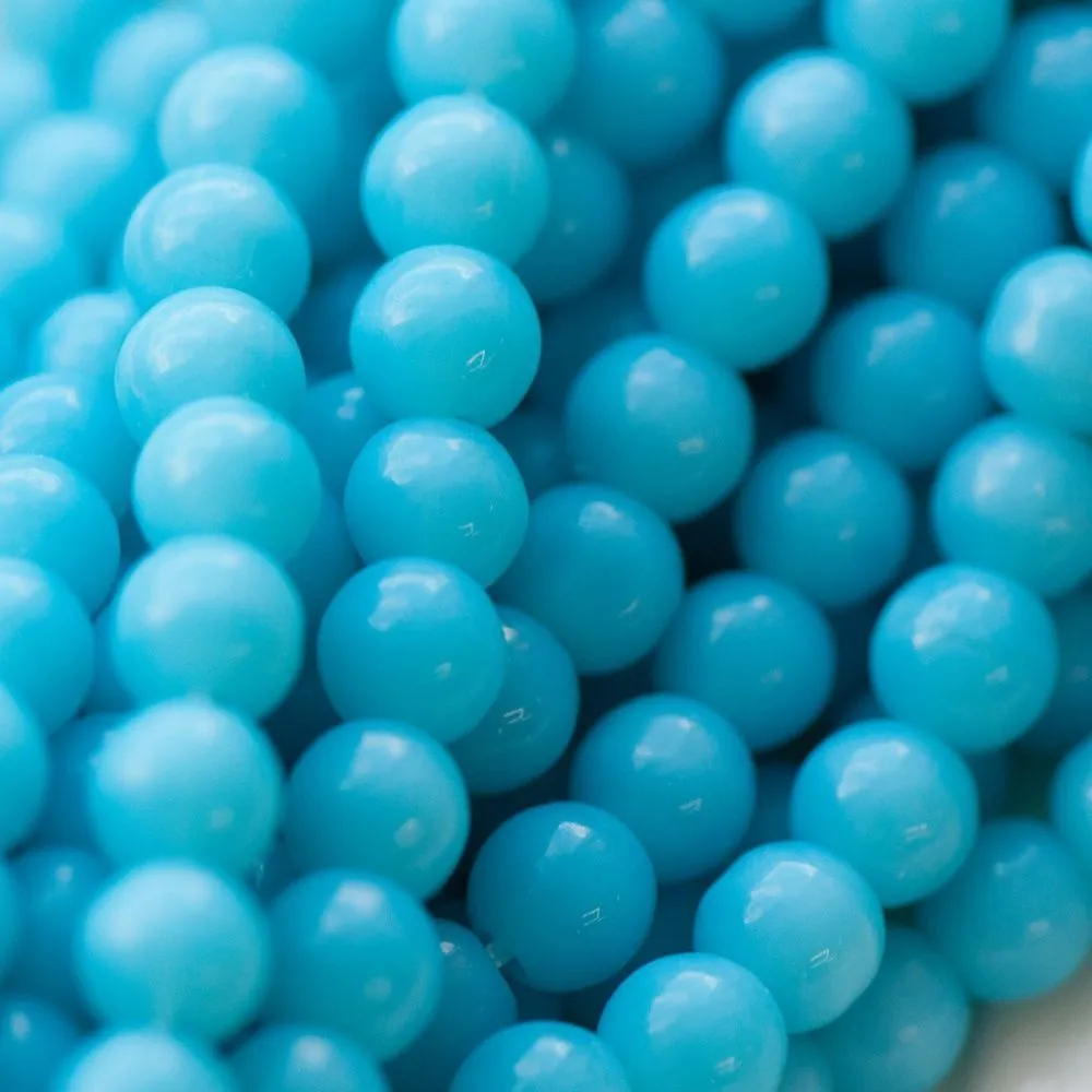 бусина, имитация нефрита, стекло 6, цвет голубой, 6 мм