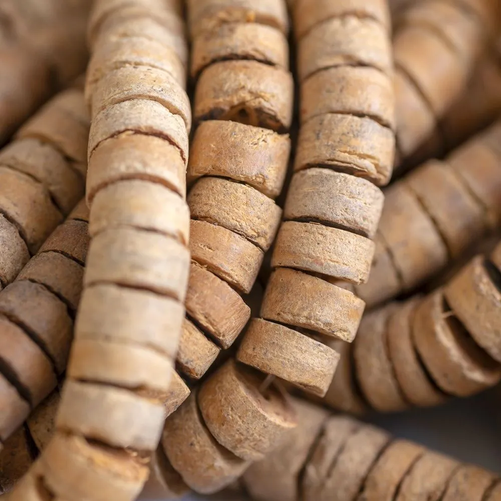 бусина скорлупа ореха, рондель, цвет коричневый, 8х2-5 мм  (уп 20 г)