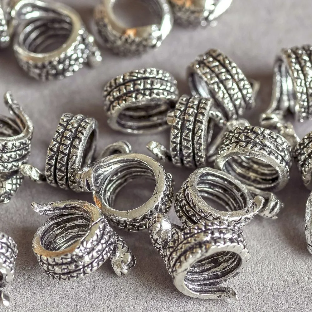 ес бусина металл "змейка", цвет античное серебро, 10x9 мм