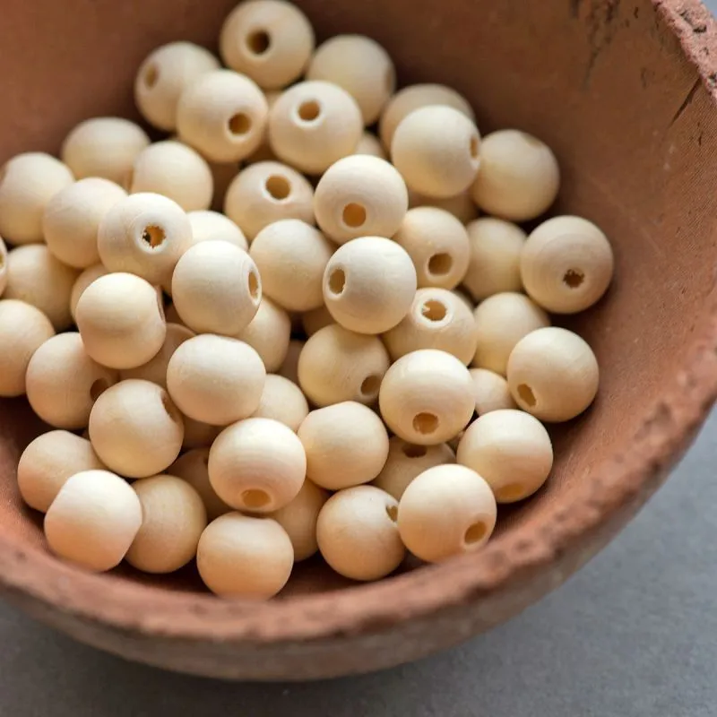 бусина дерево 10, цвет натуральный, 10 мм