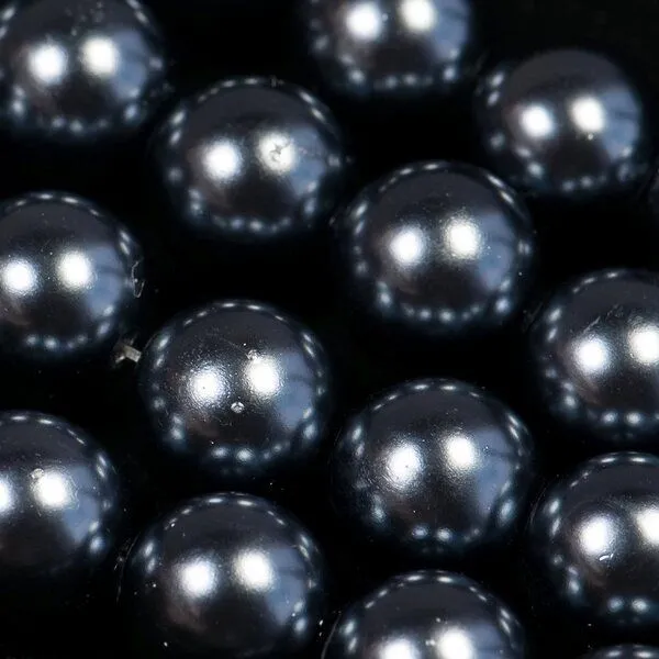 бусина, имитация жемчуга, стекло 14, цвет грифельно-серый, 14 мм (уп 8 шт)