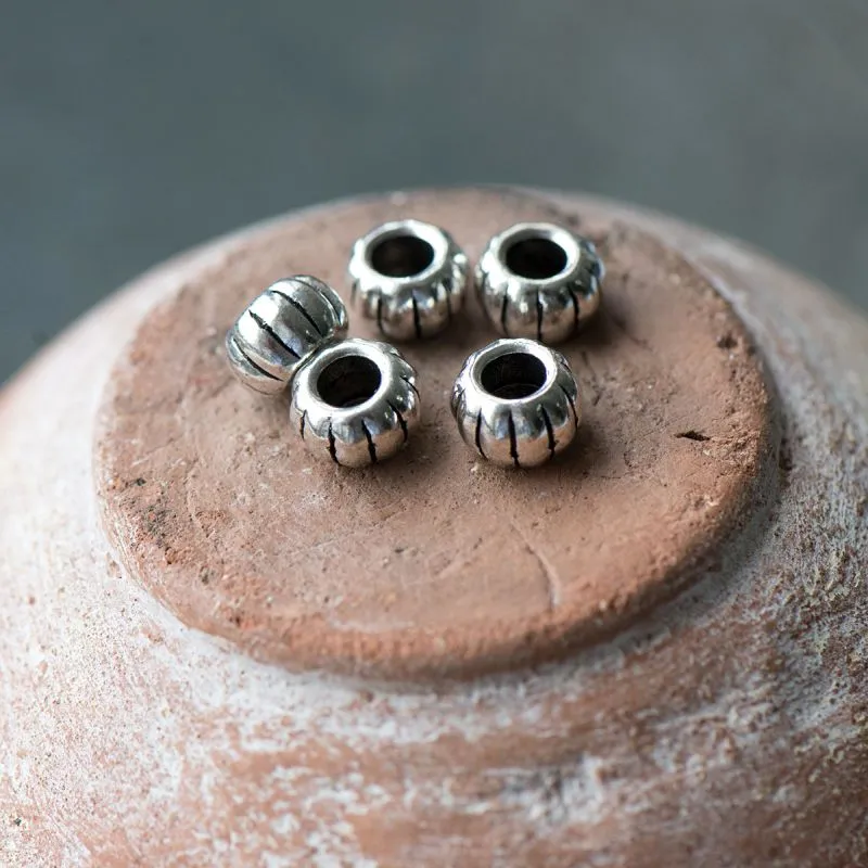 ес бусина металл "тыква", цвет античное серебро, 9x6 мм