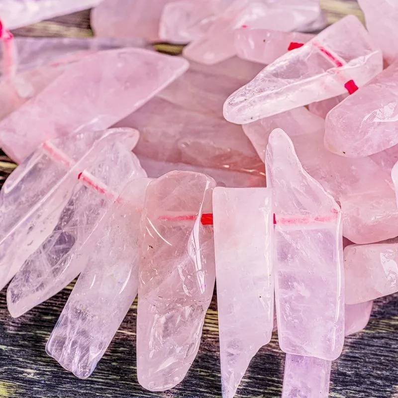 бусина кварц, багет, цвет розовый, размерный микс (уп. 20 г)