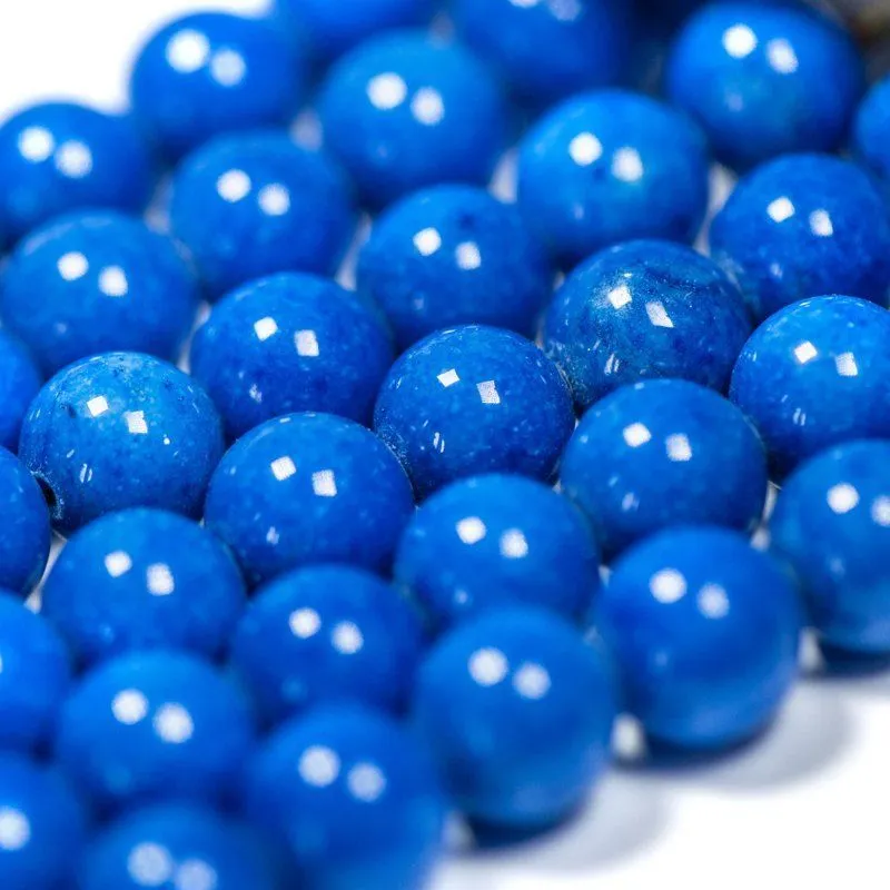 бусина имитация нефрита 10, цвет синий электрик, колорир., 10 мм (стренд 10 шт.)