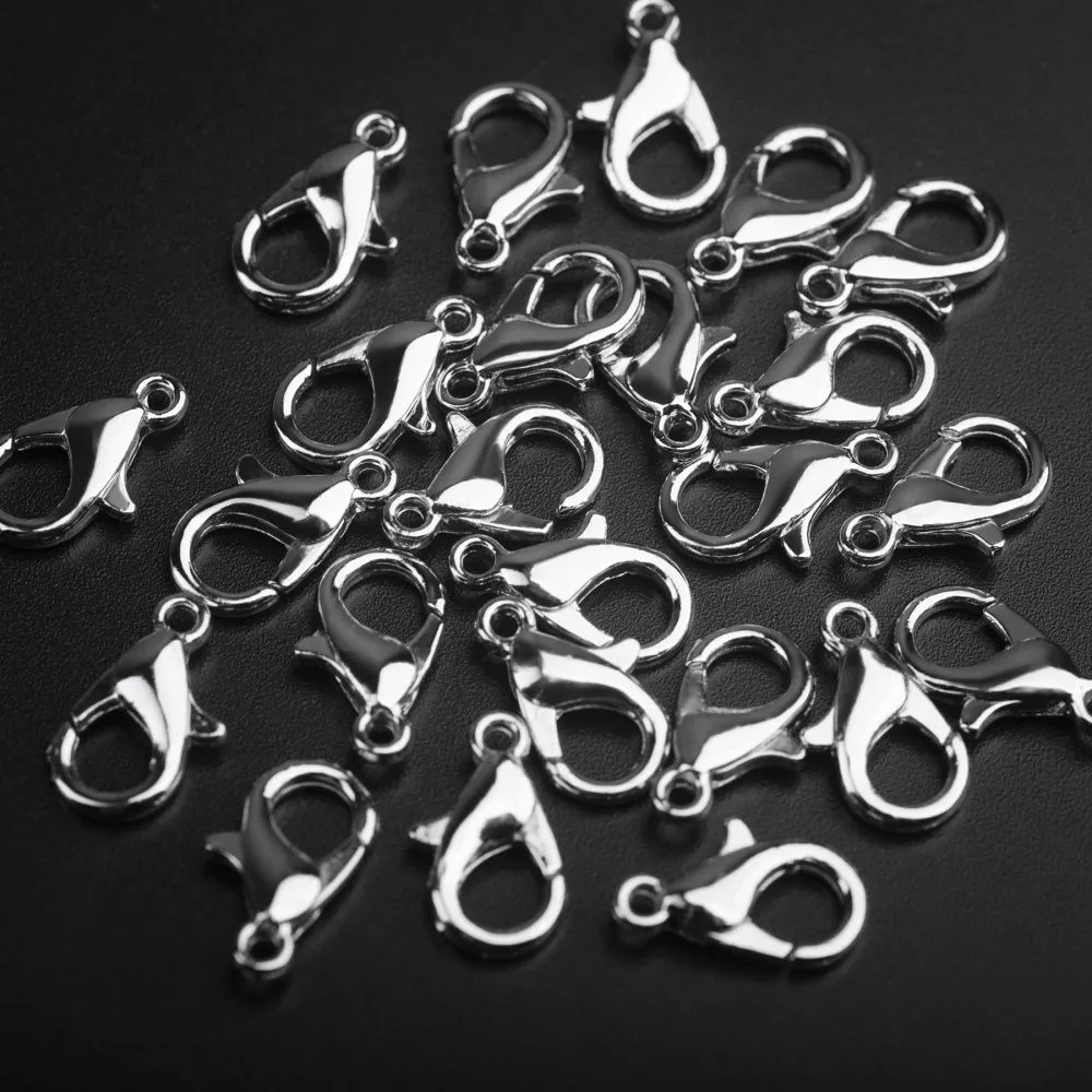 Замочки замочек-лобстер, цвет платина, 12х6 мм (уп. 23 шт+/-2 шт)