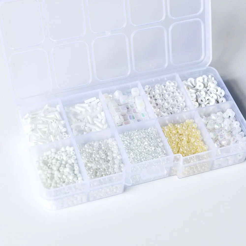 набор бисера и бусин "белый перламутр" для рукоделия/бисероплетения/детского творчества