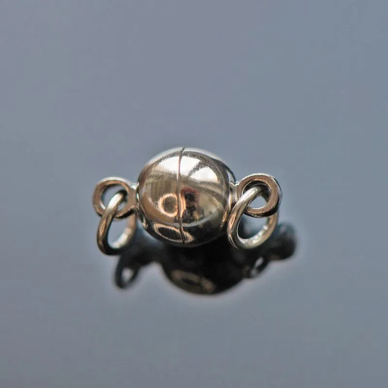 Замочки застежка магнитная "шарик", с колечками, покрытие платина, 11.5x6 мм