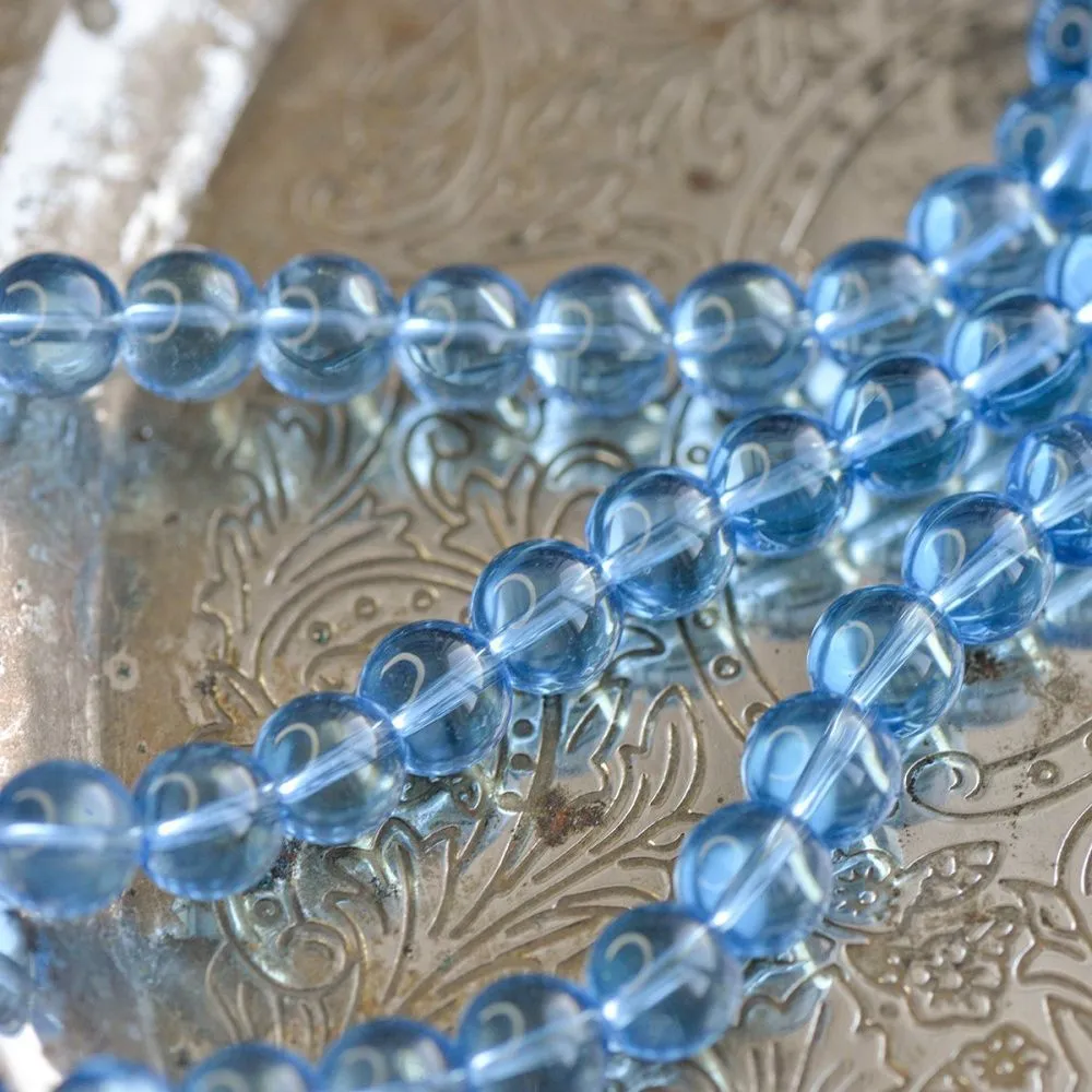 бусина, стекло 10, цвет голубой, 10 мм