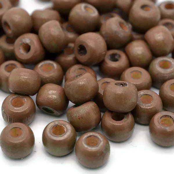 бусина дерево 8, цвет коричневый, 6.5х8 мм