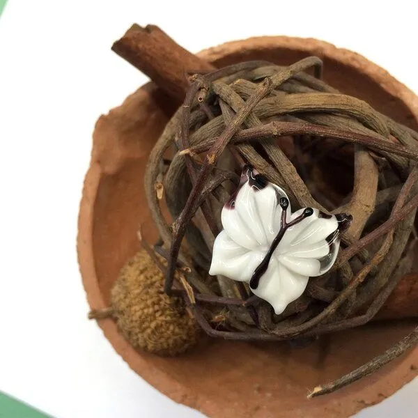 бусина, мурано "бабочка", фигурная, белый, 20х20 мм