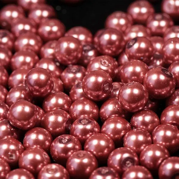 бусина, имитация жемчуга, стекло 10, цвет индийский красный, 10 мм (уп 10 шт)