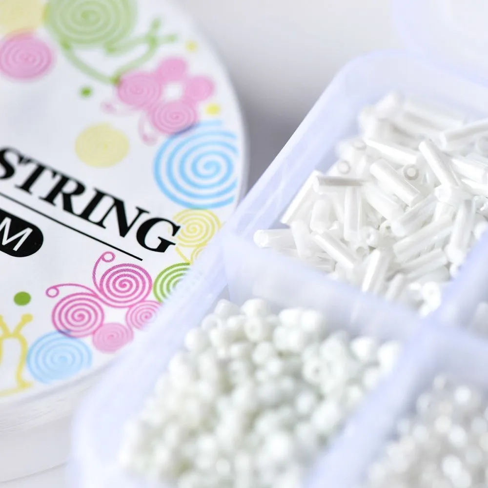 набор бисера и бусин "белый перламутр" для рукоделия/бисероплетения/детского творчества