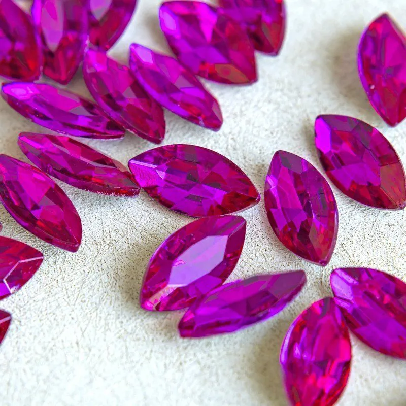 кабошон стекло кристалл, navette, цвет rose, 18х9 мм