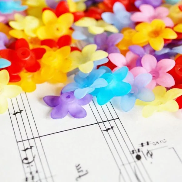 бусина, акрил "цветок", цветовой микс, 17 мм