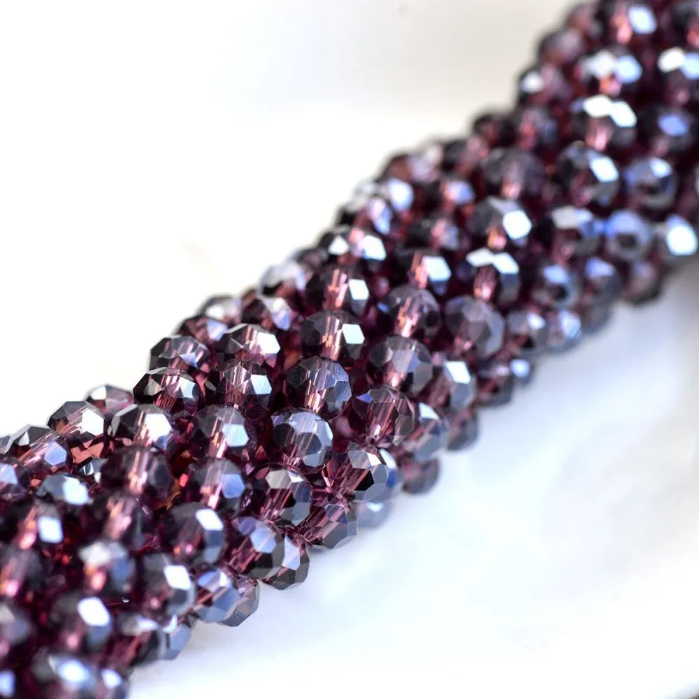 бусина, стекло абакус 6, граненая, цвет сиреневый перламутровый, 6х4 мм