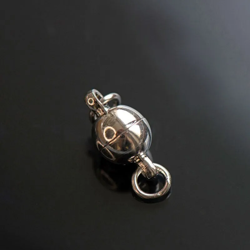 Замочки застежка магнитная "шарик", с колечками, покрытие платина, 11.5x6 мм