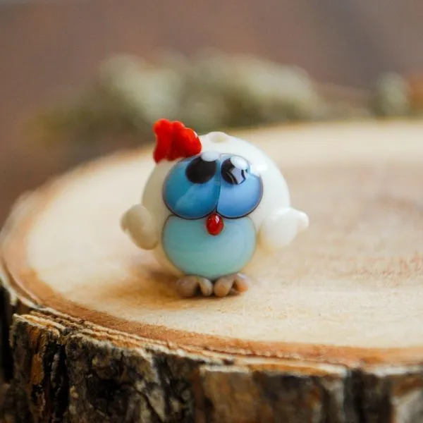 бусина, мурано "петушок вайти", круглая, 16х15 мм