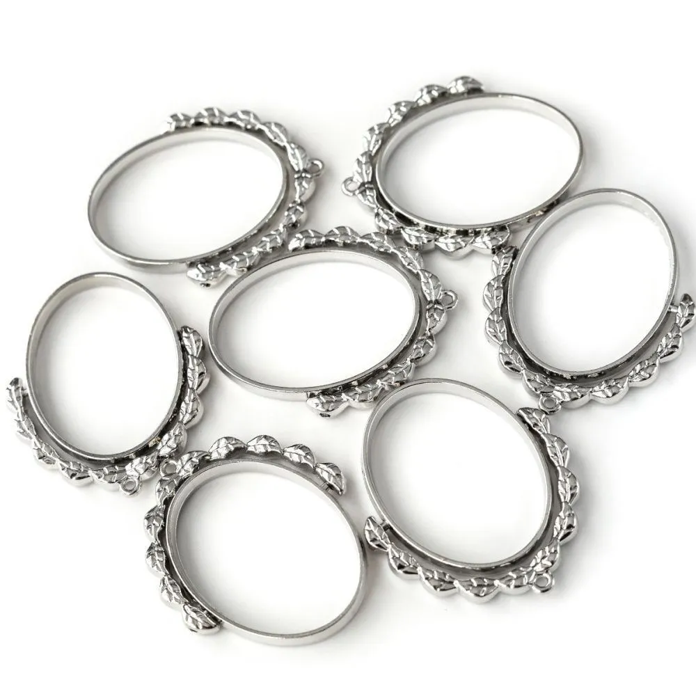 сеттинг-рамка "кокошник", цвет платина, 38x31.5x3.5 мм