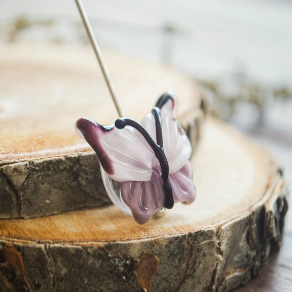 бусина, мурано "бабочка", фигурная, светло-сиреневый, 20х20 мм