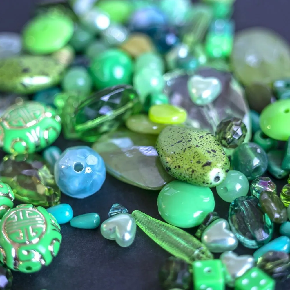 микс акриловый разной формы "фэнтэзи", цвет зеленый (уп 20 г)