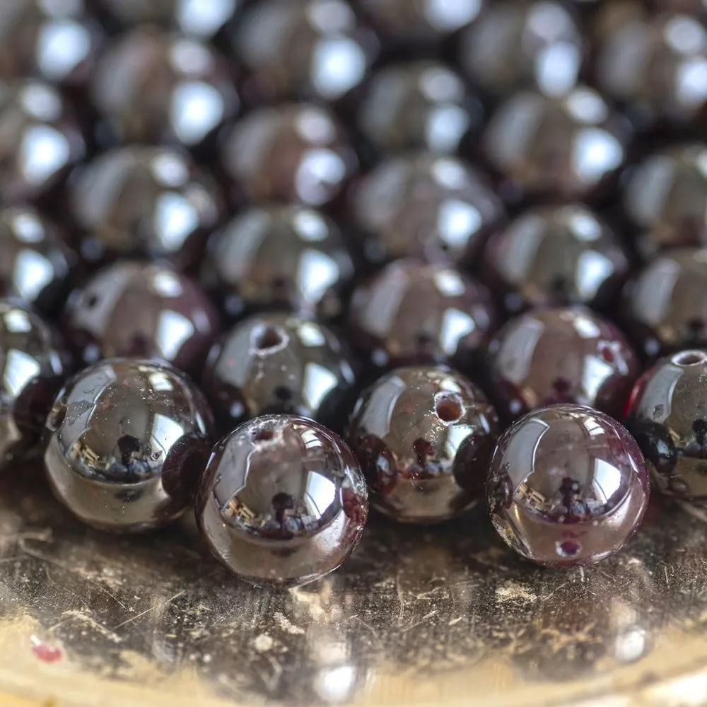 бусина гранат 10, цвет темно-красный, 10 мм (стренд 10 шт.)