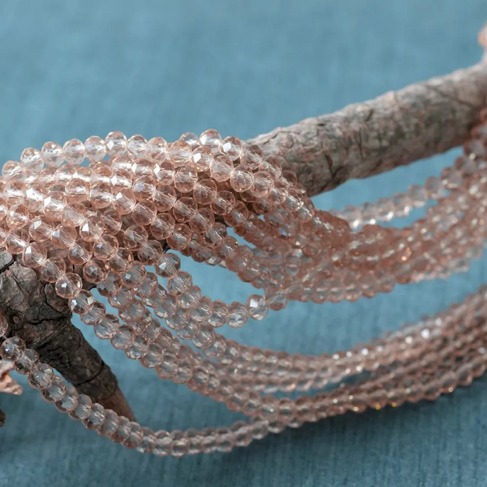 бусина, стекло абакус 6, граненая, цвет светло-коричневый, 6х4 мм