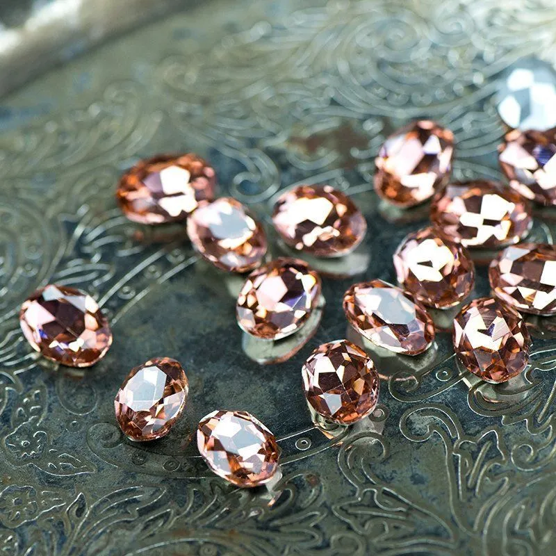 кабошон стекло кристалл, овальный, цвет champagne, 14х10 мм