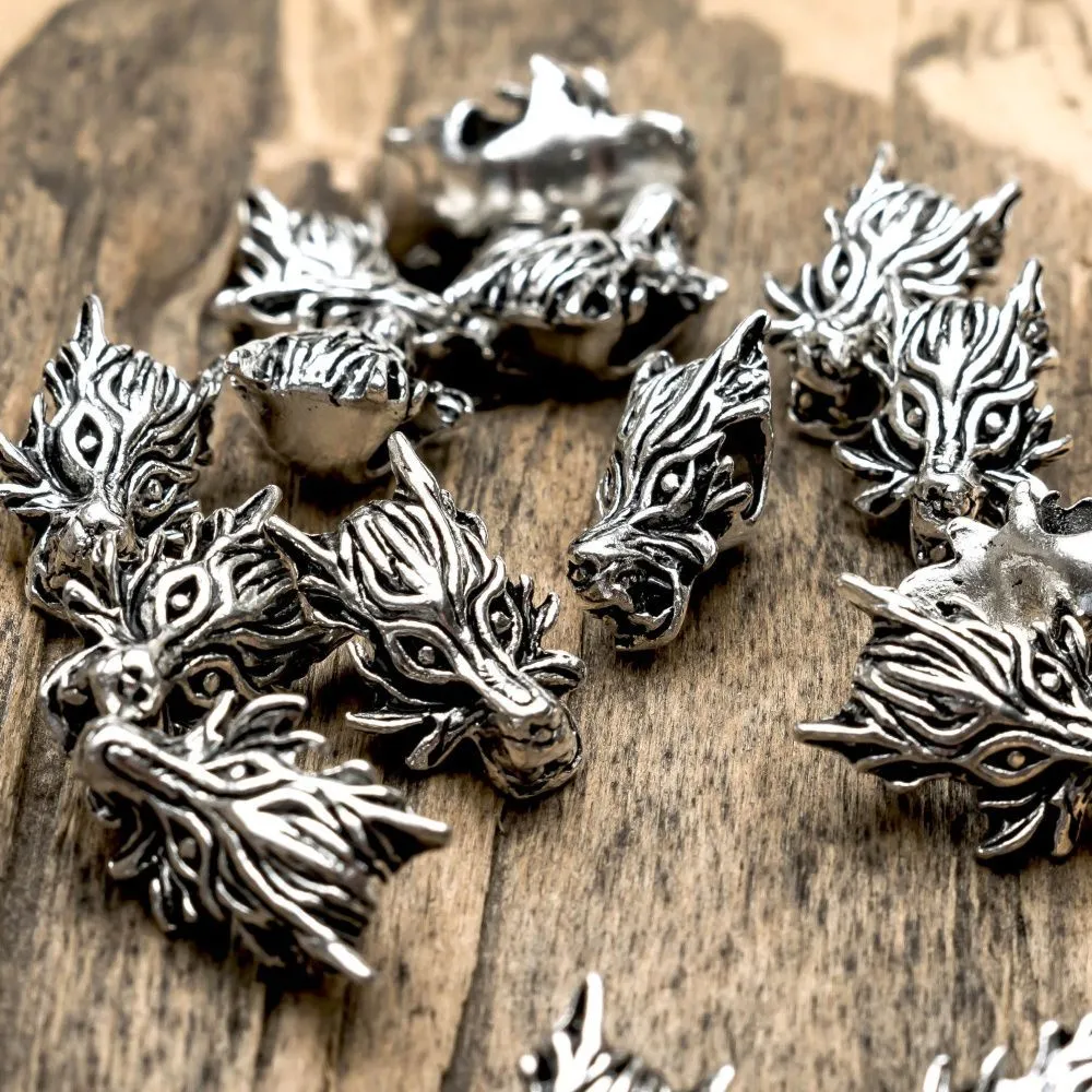 ес бусина, металл "голова дракона", цвет античное серебро, 18.5х12х8 мм