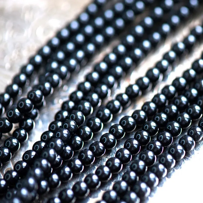 бусина, стекло 4, цвет черный, 4 мм (уп 50+/-5 шт)