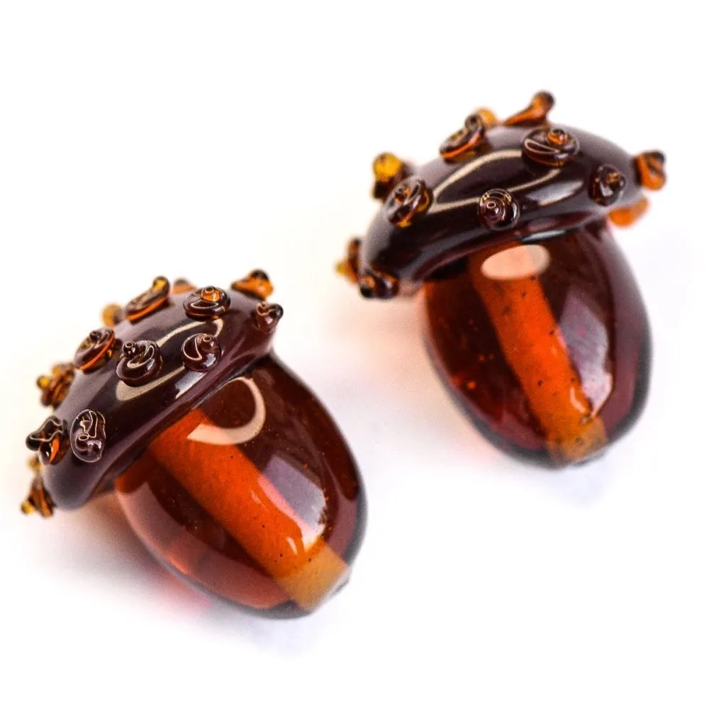 бусина, мурано "желудь", темный янтарь, 15х12 мм