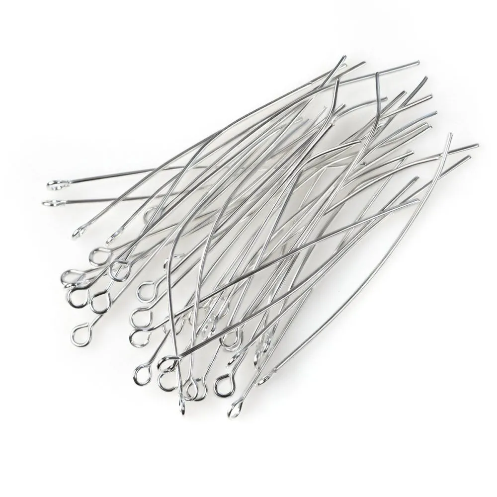 пины с петлей, цвет серебро, 50х0.7 мм (уп ок. 180 шт)
