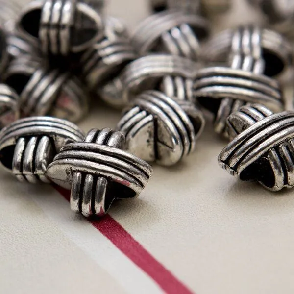 ес бусина металл "узел", цвет античное серебро, 12x12x9 мм