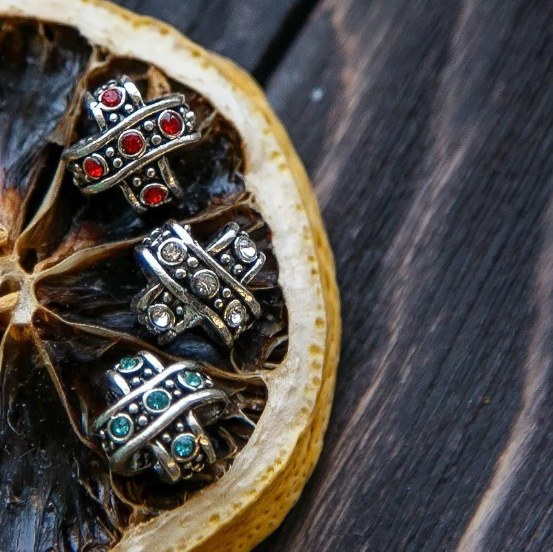 ес бусина "роскошь 4", стразы, цвет платина, 11x11x9 мм