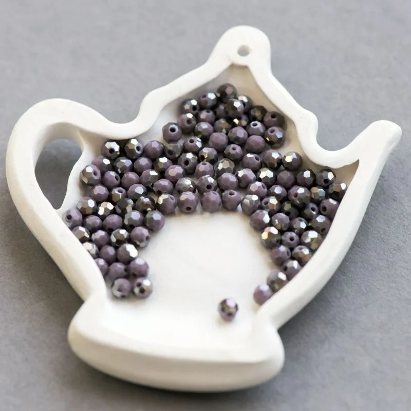 бусина, непрозрачная, граненая, стекло, цвет сиреневый перламутровый, 4 мм (уп 50+/-5 шт)