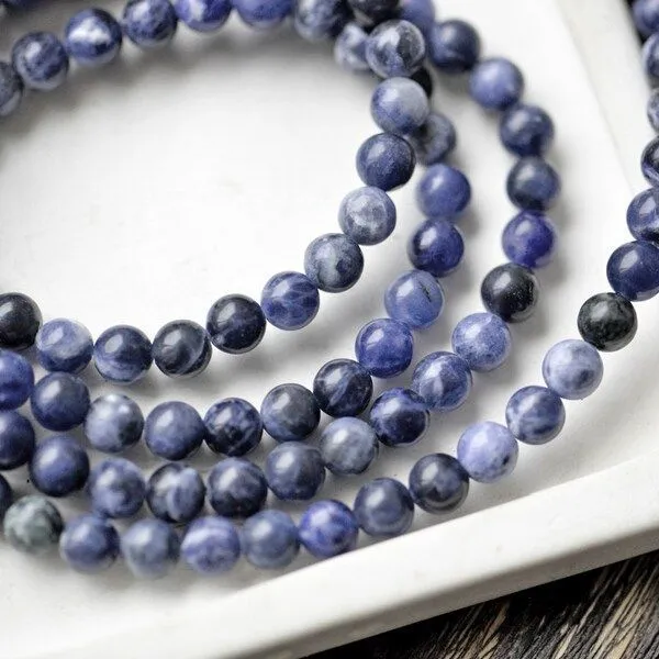 бусина содалит 6, цвет синий, 6 мм (стренд 18 шт.)