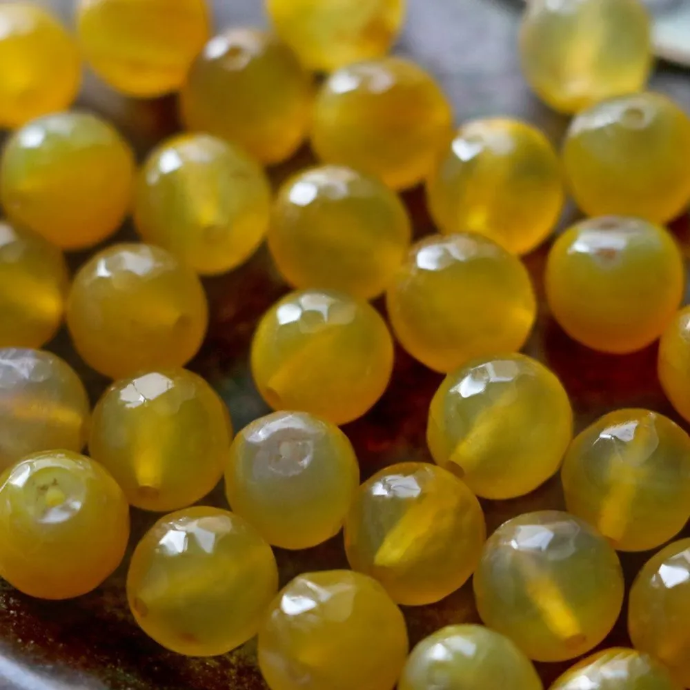 бусина агат 10, граненая, цвет желтый, колорир., 10 мм