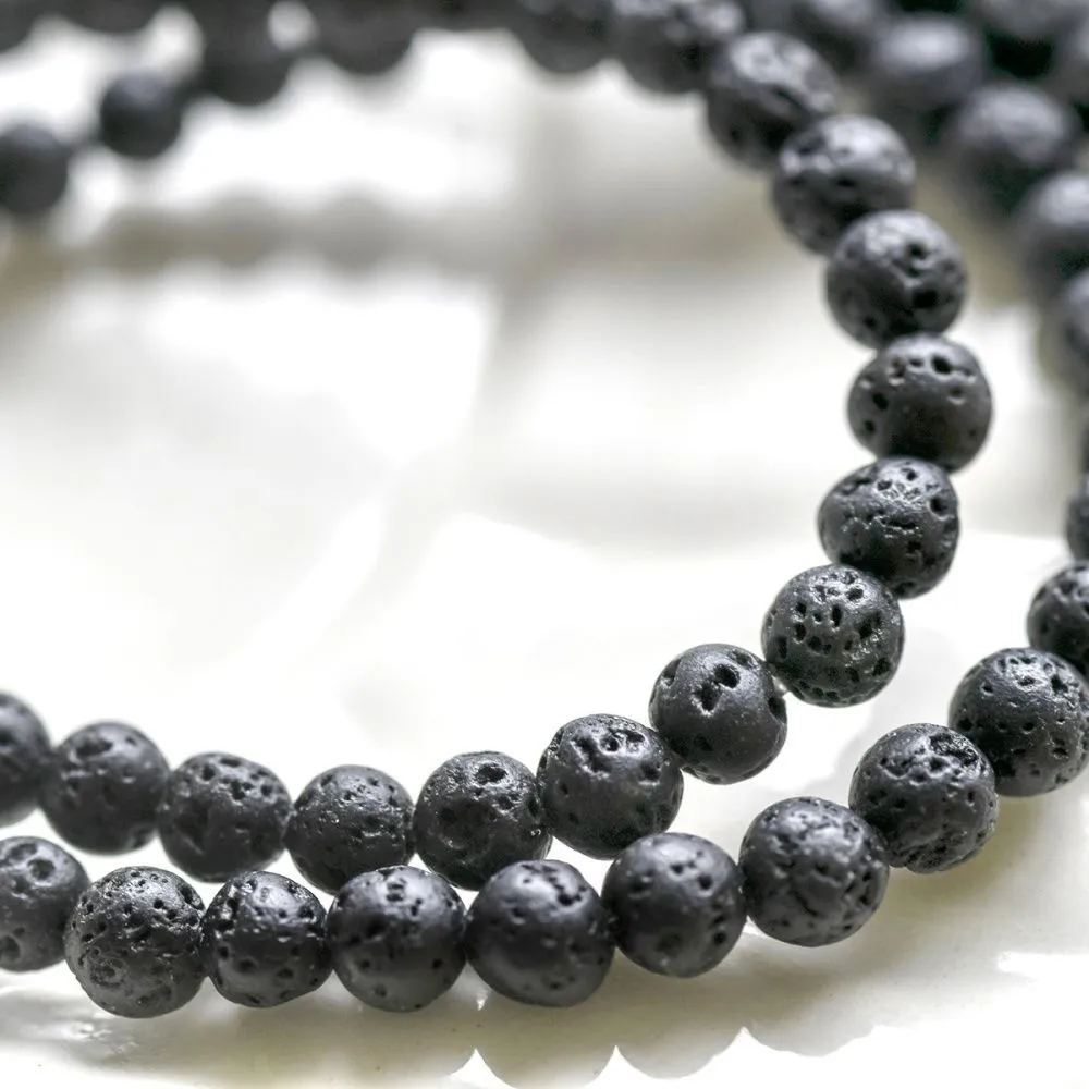 бусина лава натуральная 4.5, цвет черный, 4.5 мм